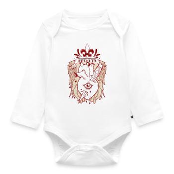 Regrets heart fleur de lis gift gift idea - Organic Longsleeve Baby Bodysuit - white - Front