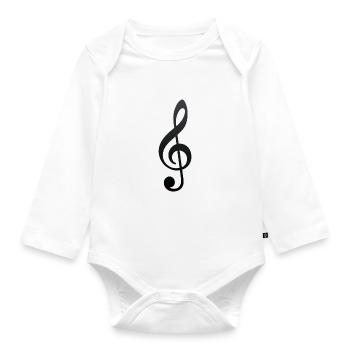 Notenschlüssel Farbspritzer Musiker Geschenkidee - Baby Bio-Langarm-Body - Weiß - Vorne