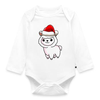 Alpaga Comic Noël - Body Bébé bio manches longues - blanc - Devant