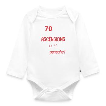 Vélo 70 ans ascension avec panache anniversaire - Body Bébé bio manches longues - blanc - Devant