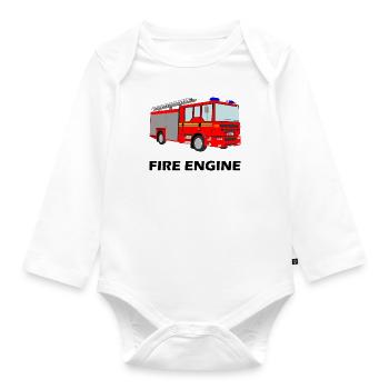 Fire Engine - Organic Longsleeve Baby Bodysuit - white - Front