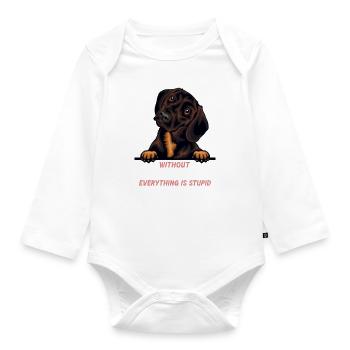 Ohne Dackel ist alles doof - Baby Bio-Langarm-Body - Weiß - Vorne