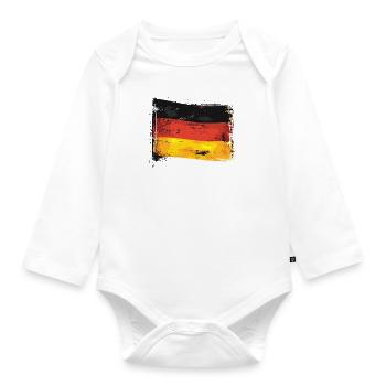 Deutschland Flagge Deutsche Fahne Used Look Heimat - Baby Bio-Langarm-Body - Weiß - Vorne