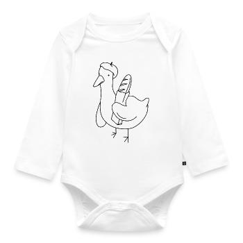 Baguette Duck - Organic Longsleeve Baby Bodysuit - white - Front