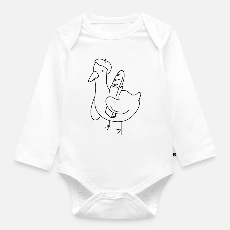 Baguette Duck - Organic Longsleeve Baby Bodysuit - white