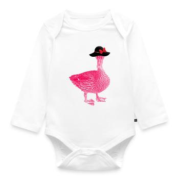 duck,hat, glasses, sunglasses, pop art - Organic Longsleeve Baby Bodysuit - white - Front