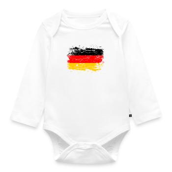 Deutschland Flagge Deutsche Fahne Used Look Heimat - Baby Bio-Langarm-Body - Weiß - Vorne