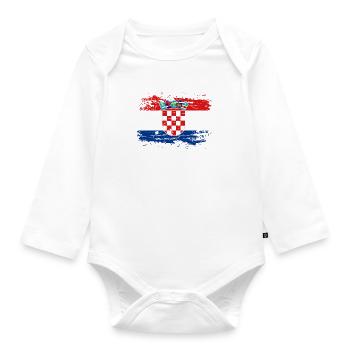 Croatia Flag Adriatic Zagreb Croatian Flag - Organic Longsleeve Baby Bodysuit - white - Front