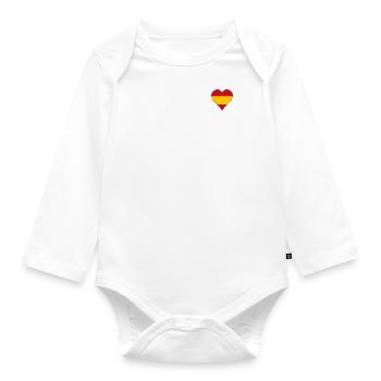 Spain Flag Heart - Organic Longsleeve Baby Bodysuit - white - Front