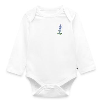 Geburtsblume Juli Rittersporn - Baby Bio-Langarm-Body - Weiß - Vorne