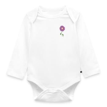 Geburtsblume September Aster - Baby Bio-Langarm-Body - Weiß - Vorne