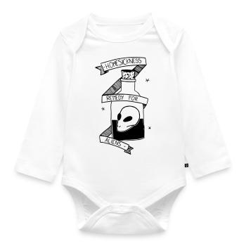 Bottle alien head - Organic Longsleeve Baby Bodysuit - white - Front