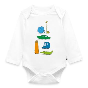 Animal Cars - Organic Longsleeve Baby Bodysuit - white - Front