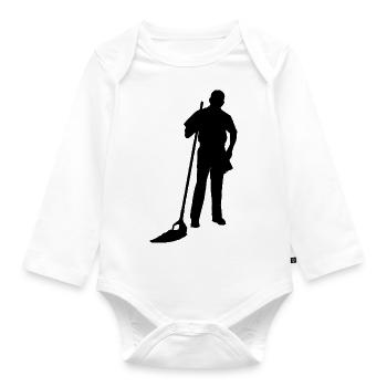 cleaning cleaning cleaning woman broom wischmop51 - Organic Longsleeve Baby Bodysuit - white - Front