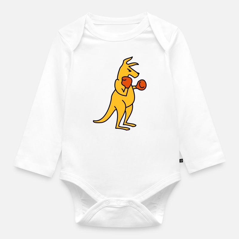 boxing kangaroo - Baby Bio-Langarm-Body - Weiß