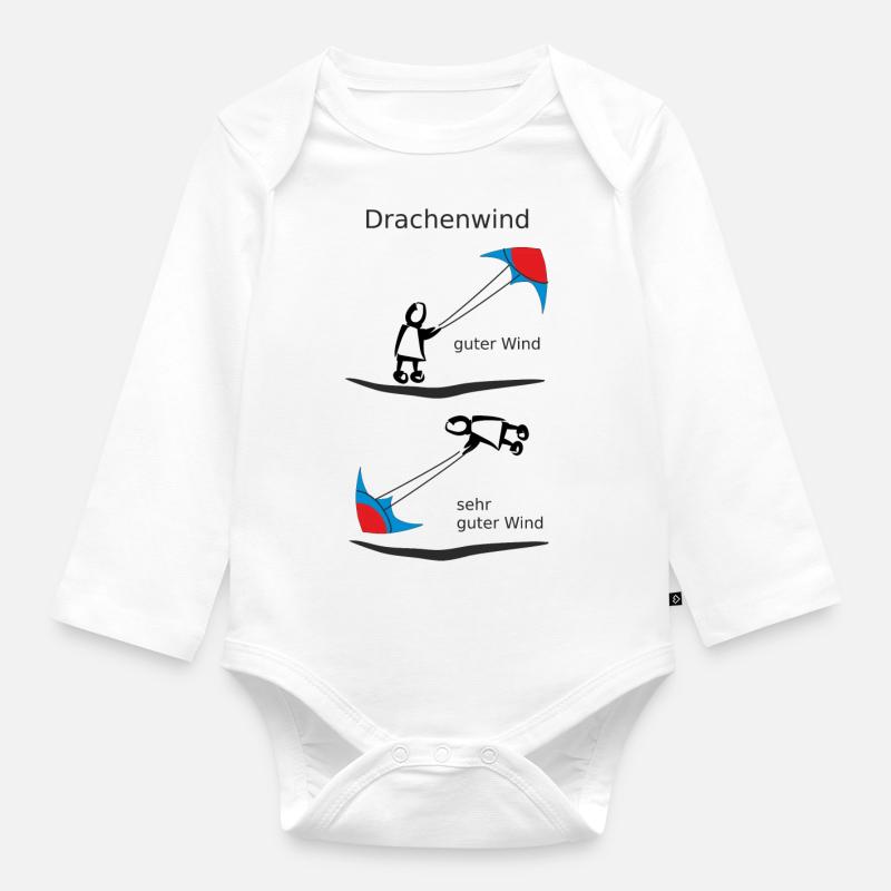 Drachenwind - Baby Bio-Langarm-Body - Weiß