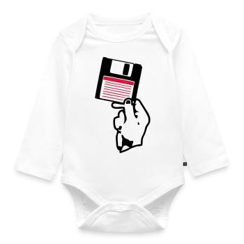 Diskette scheibe Disco Hand in Hand - Baby Bio-Langarm-Body - Weiß - Vorne
