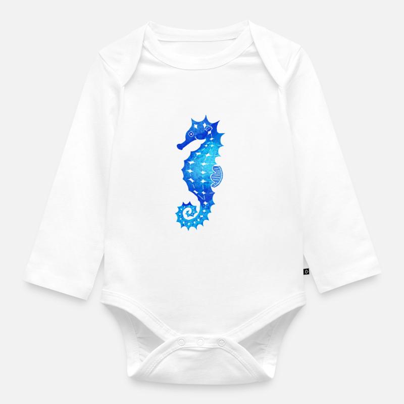 Seepferdchen - Baby Bio-Langarm-Body - Weiß