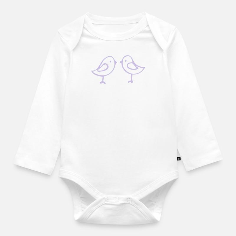 vogelpaar - Baby Bio-Langarm-Body - Weiß