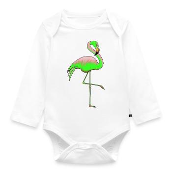Flamingo Neon Geschenk - Baby Bio-Langarm-Body - Weiß - Vorne