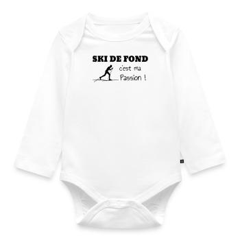 Langlaufen / Langlauf / eislaufen / Langläufer - Baby Bio-Langarm-Body - Weiß - Vorne