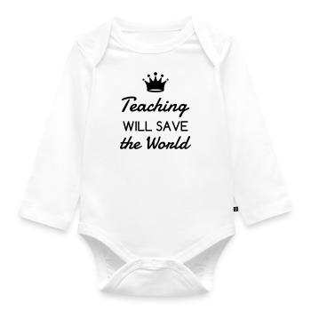 Lehrer / Professor / Schule / Lehrerin / Kind - Baby Bio-Langarm-Body - Weiß - Vorne
