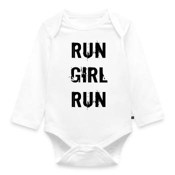 Courir fille courir - Body Bébé bio manches longues - blanc - Devant