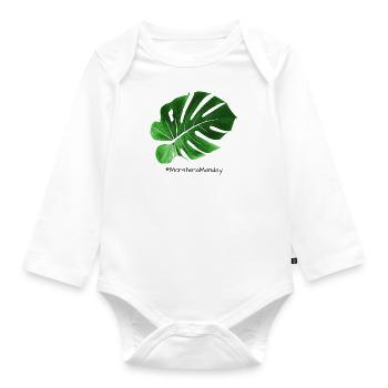 MonsteraMonday - Greenblack - Baby Bio-Langarm-Body - Weiß - Vorne