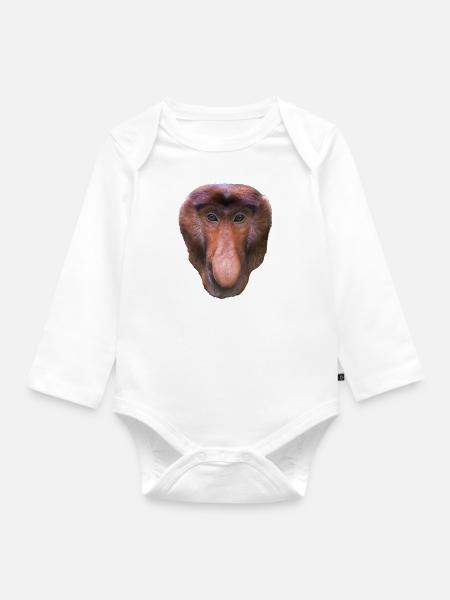 Nasenaffe am431 - Baby Bio-Langarm-Body - Weiß