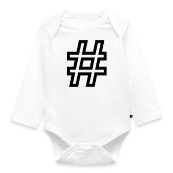 hashtag - Organic Longsleeve Baby Bodysuit - white - Front