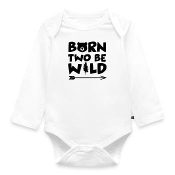 Born Two Be Wild - 2 Geburtsatg - Baby Bio-Langarm-Body - Weiß - Vorne