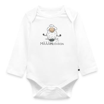 Schaf - Wortspiel - Meditation - Baby Bio-Langarm-Body - Weiß - Vorne