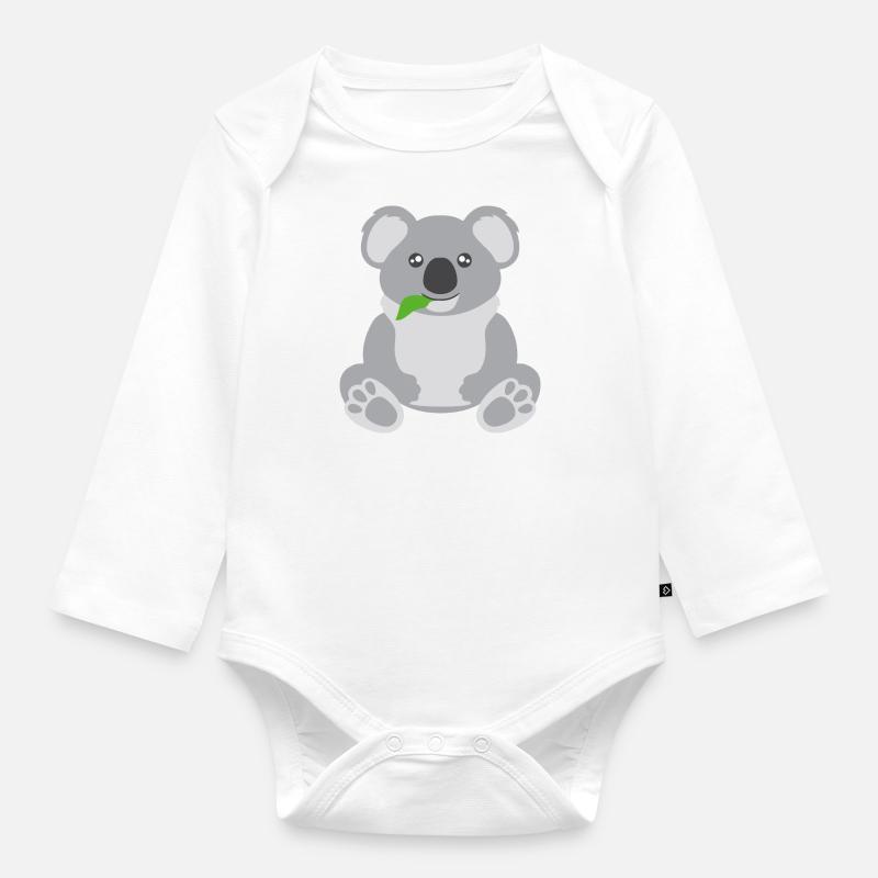 Koala - Body Bébé bio manches longues - blanc
