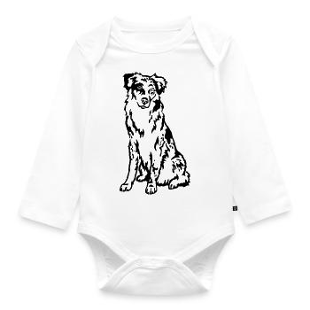 Australian Shepherd - Baby Bio-Langarm-Body - Weiß - Vorne