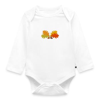 Eichenlaub - Baby Bio-Langarm-Body - Weiß - Vorne