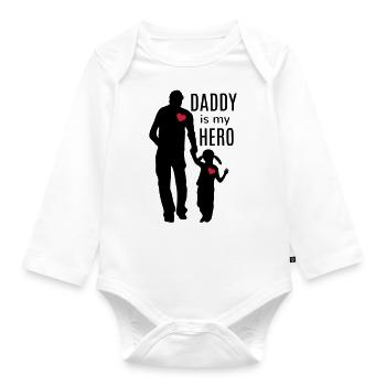 Daddy is My hero Father Daughter Daddy Daughters Love - Organic Longsleeve Baby Bodysuit - white - Front