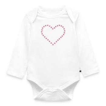 Diamond heart pink contour - Organic Longsleeve Baby Bodysuit - white - Front
