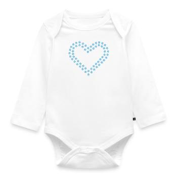 Diamant coeur bleu double contour - Body Bébé bio manches longues - blanc - Devant