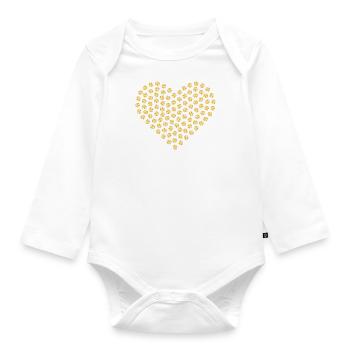 Diamant Herz goldgelb - Baby Bio-Langarm-Body - Weiß - Vorne