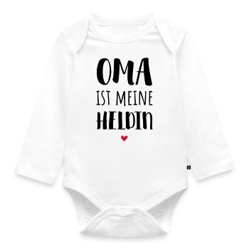 Oma ist meine Heldin / Oma ist die Beste - Baby Bio-Langarm-Body - Weiß - Vorne