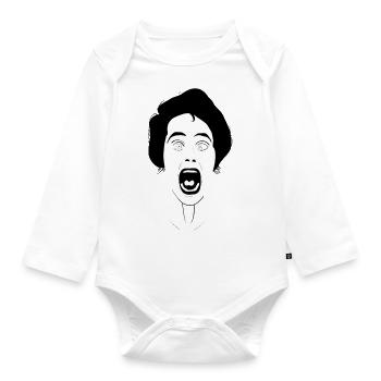 Screaming woman - Organic Longsleeve Baby Bodysuit - white - Front