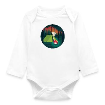 Camping Wald Kleidung Shirt Cap Tasse - Baby Bio-Langarm-Body - Weiß - Vorne