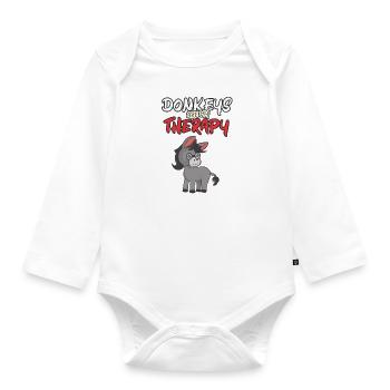 Les ânes sont ma thérapie bébés ânes - Body Bébé bio manches longues - blanc - Devant