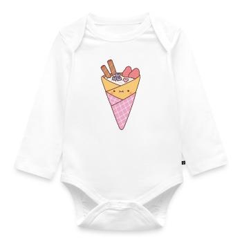 Süßes japanisches Crêpes Dessert - Baby Bio-Langarm-Body - Weiß - Vorne
