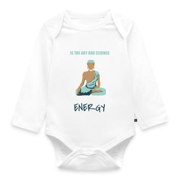 Qigong Qi Gong Tai Chi Chigong - Baby Bio-Langarm-Body - Weiß - Vorne