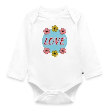 LIEBE. VALENTINSTAG. ICH LIEBE DICH. ICH LIEBE DICH. LIEBE - Baby Bio-Langarm-Body - Weiß - Vorne