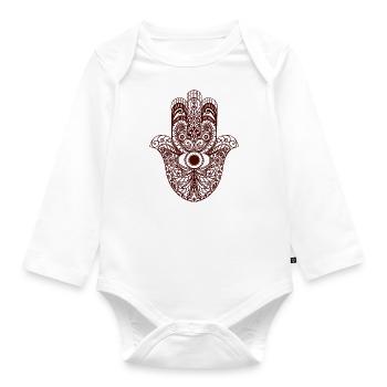 Hand der Fatima - Hamsa - Baby Bio-Langarm-Body - Weiß - Vorne