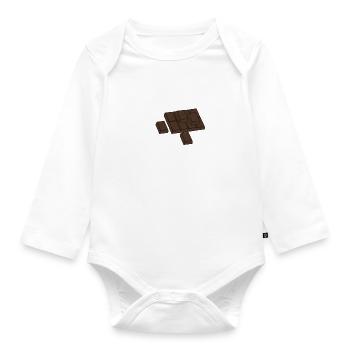 Thinking About Chocolate Eating Dark Chocolate - Organic Longsleeve Baby Bodysuit - white - Front
