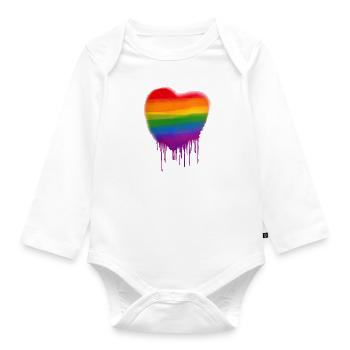 l’amour est l’amour, le cœur, l’arc-en-ciel, la peinture, le graffiti - Body Bébé bio manches longues - blanc - Devant