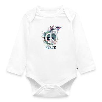paix, graffiti, paix, drapeau, paix, sourd - Body Bébé bio manches longues - blanc - Devant